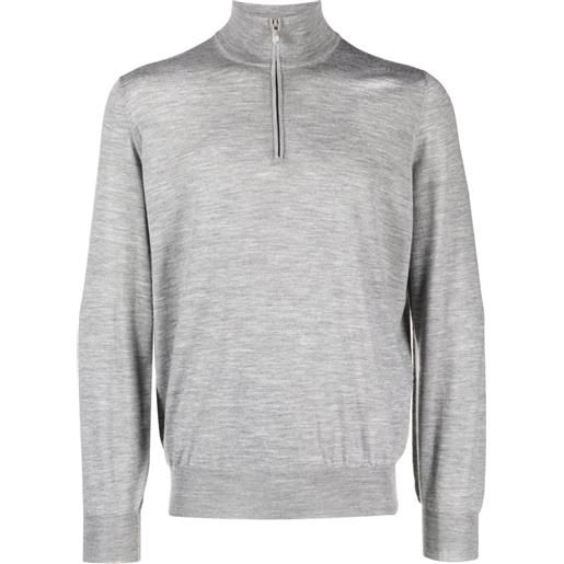 Brunello Cucinelli maglione con mezza zip - grigio