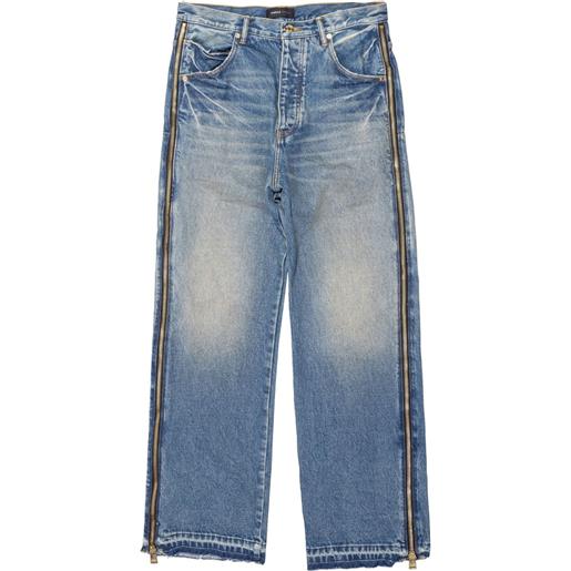 Purple Brand jeans p018 a gamba ampia con zip - blu