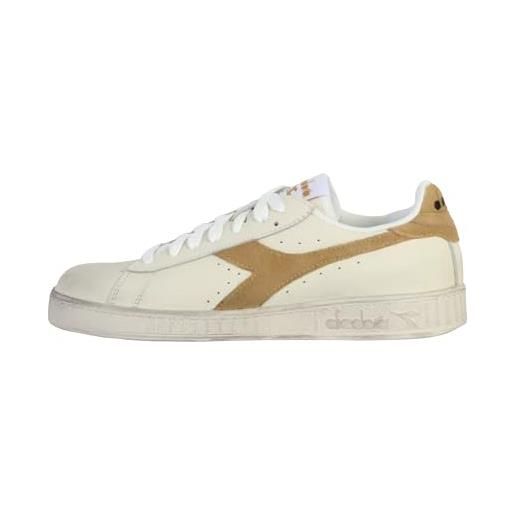 Diadora game l low waxed suede pop, scarpe da ginnastica unisex-adulto, white/blue bleached denim, 40.5 eu