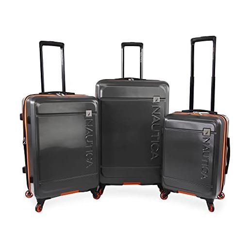Nautica roadie - set di 3 valigie hardside, colore: grigio/arancione, grigio/arancione, 3 pezzi, grigio/arancione. , roadie - set di valigie hardside, 3 pezzi