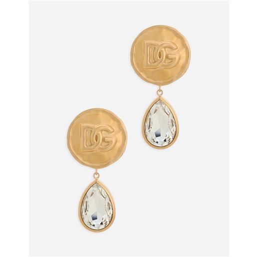 Dolce & Gabbana orecchini con moneta logo e pendenti strass
