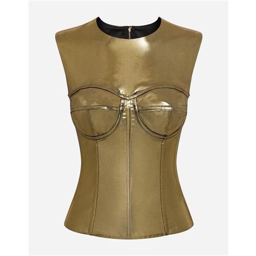 Dolce & Gabbana top corto a bustier in raso laminato