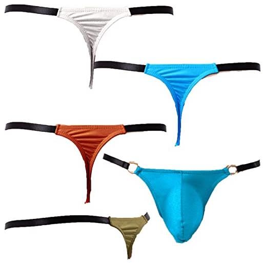 Faringoto tanga da uomo e g strings biancheria intima da uomo a vita bassa solid slip, 2 azzurro+verde+bianco+arancio, l