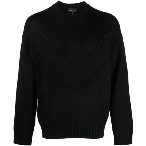 Emporio Armani maglione con ricamo - nero