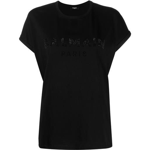 Balmain t-shirt con strass - nero