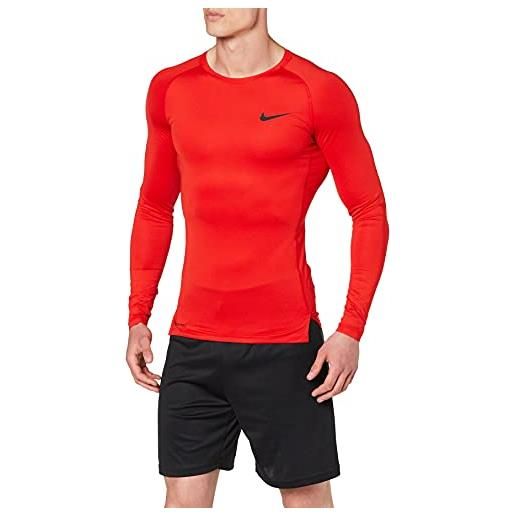 Nike m np top ls tight maglietta a maniche lunghe uomo, rosso (university red/black), 3xl