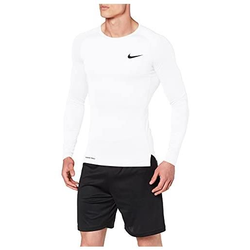 Nike m np top ls tight maglietta a maniche lunghe uomo, bianco (white/black), 3xl