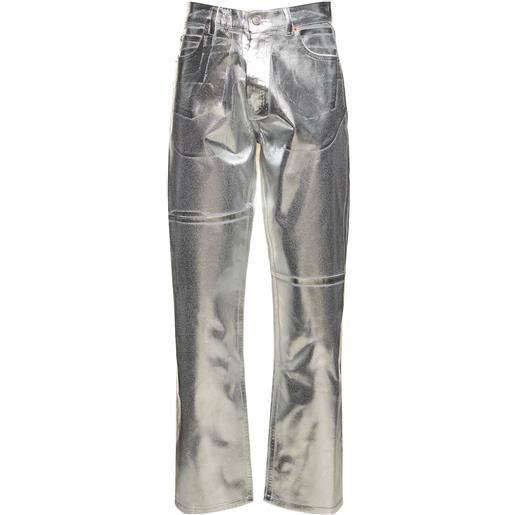 MM6 MAISON MARGIELA jeans dritti in cotone spalmato 22.5cm