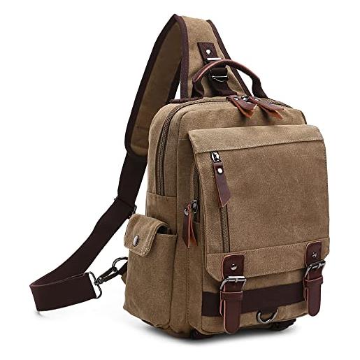 DORRISO borsa a tracolla uomo moda borse messenger student outdoor viaggio causale lavoro tela borsa a tracolla cachi