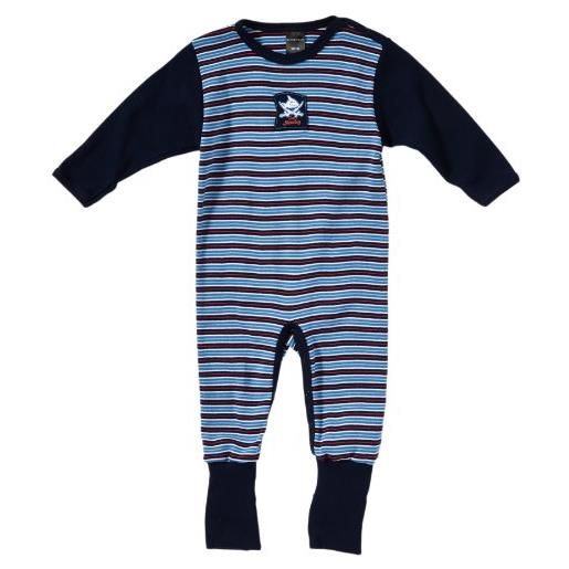 Schiesser baby 136865-803 - pigiama intero lungo, bambino, blu (blau (803-dunkelblau)), 62 (3 mesi)