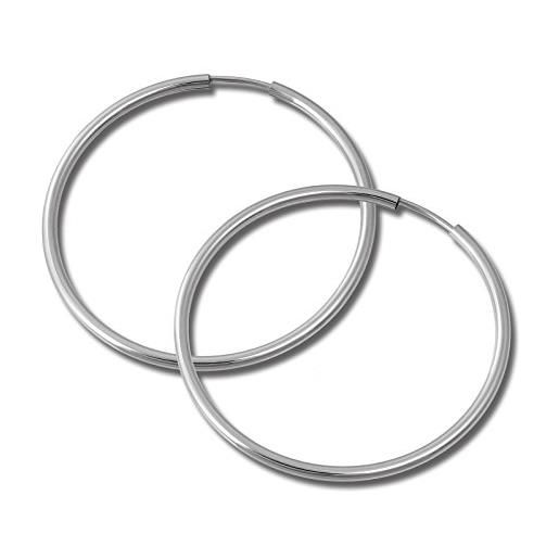 SilberDream, orecchini a cerchio, in argento sterling 925 lucido, 40 mm, per donna, sdo0144