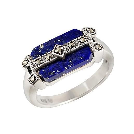Esse Marcasite - anello in argento sterling con design lapislazzuli e marcasite, blue, 12 1/8