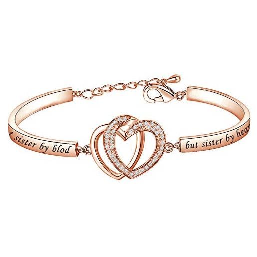 Mysomy - braccialetto con scritta not sister by blood but sister by heart, idea regalo per sorella e sorella, ottone, 