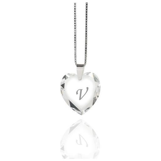 Kristallwerk collana per bambini in argento sterling 925 con cristalli swarovski elements, a forma di cuore, a scelta, cristallo, 