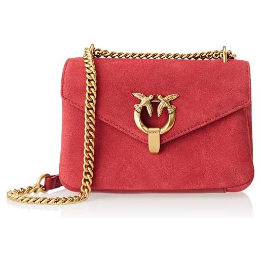 Pinko, cupido messenger mini suede donna, ww5q_ribes intenso-antique gold, one size