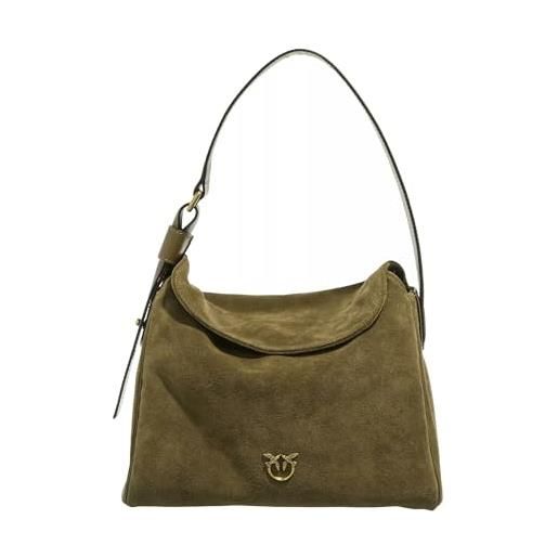 Pinko, leaf hobo classic suede donna, v62q_verde abete-antique gold, one size