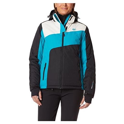 Ultrasport kitzbühel - giacca da sci e snowboard donna con tecnologia ultraflow 10.000 - giubbotto outdoor per sport invernali e alpinismo, nero/azzurro/bianco, l