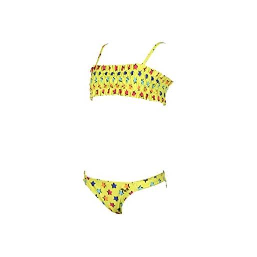 Arena girls' bikini bandeau allover, due pezzi bambine e ragazze, soft green multi, 10-11