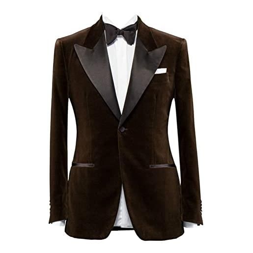 Lacoac uomo blazer in velluto con un solo bottone, cappotto con risvolto a punta, giacca da abito da sposa per la cena dello sposo