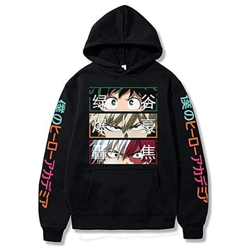 Sybnwnwm my hero academia 3d felpa con cappuccio anime bakugou katsuki felpa con coulisse pullover costume da uomo e donna, giallo, xs