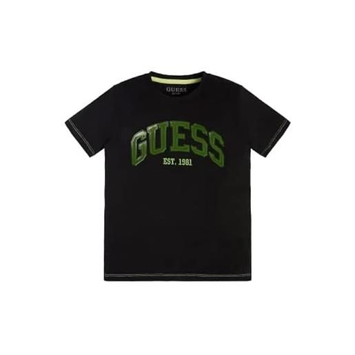 GUESS t-shirt manica corta ragazzo 16 anni - 170 cm color nero con scritta verde in rilievo