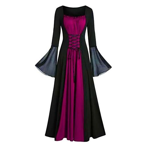 MJGkhiy vestito punk abito donna ragazza nero gotico abito irlandese di halloween costume da strega vintage medievale abbigliamento rinascimentale medievale vestiti da sera