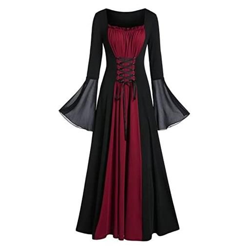 MJGkhiy vestito punk abito donna ragazza nero gotico abito irlandese di halloween costume da strega vintage medievale abbigliamento rinascimentale medievale vestiti da sera