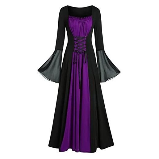 MJGkhiy vestito punk abito donna ragazza nero gotico abito irlandese di halloween costume da strega vintage medievale abbigliamento rinascimentale medievale vestiti da sera