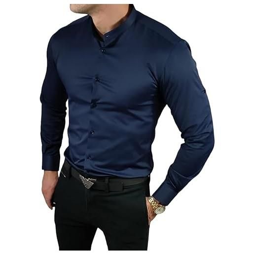 Espada Men's Wear camicia elegante con colletto alto, slim fit, bianco, esp013, taglia s-3xl, bianco, l