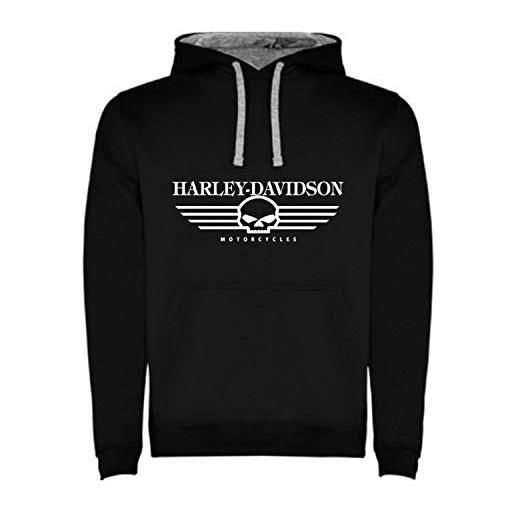 Camiseta felpa con cappuccio logo harley davidson nera bicolore uomo taglie s m l xl xxl, nero, xxl