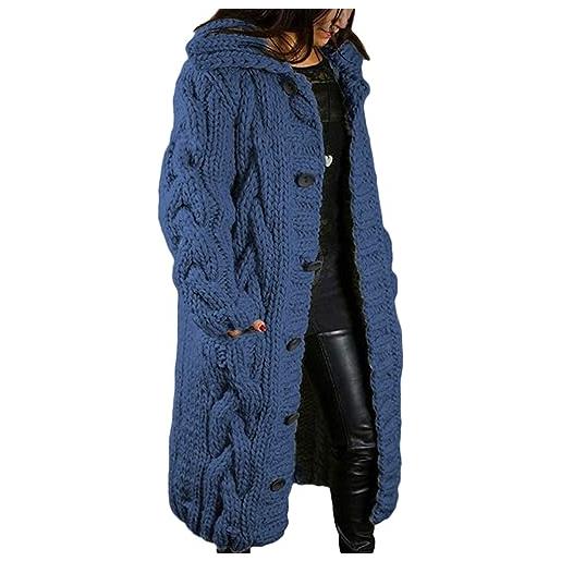 Yegirlzs cardigan lungo donna maniche lunghe cappotto a maglia casual giacca con bottoni cappotti aperto con tasche per autunno inverno a marrone m