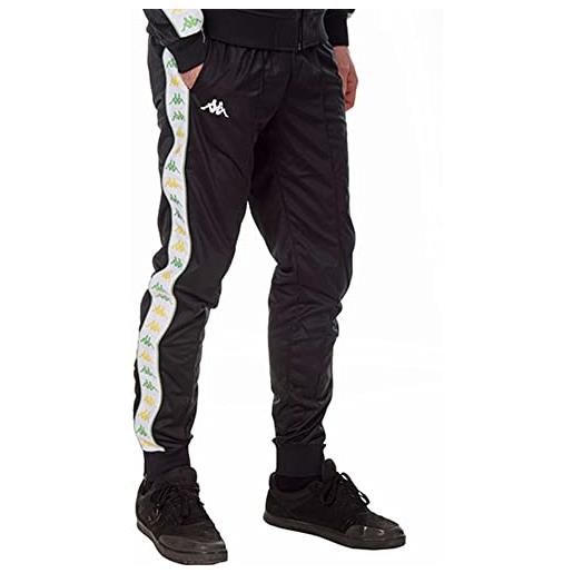 Kappa pantaloni tuta da uomo marchio, modello 222 banda rastoriai slim 371c87w, realizzato in cotone. M nero