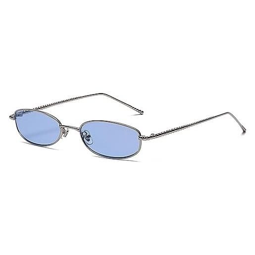 Generic piccoli occhiali da sole polarizzati con montatura ovale in metallo per occhiali da sole con lenti retro specchiate da donna da uomo per la guida della pesca protezione di blocco uv400