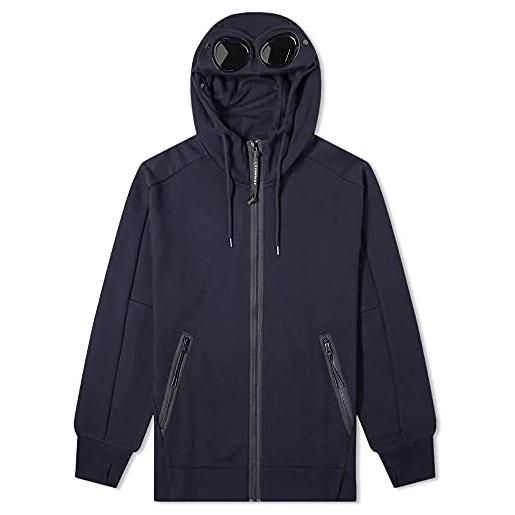 C. P. Company diagonale raised fleece goggle hoodie total eclipse blue, blu, xxxl