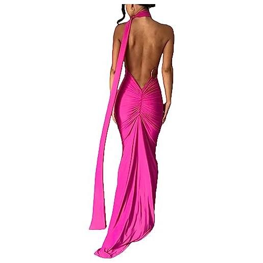 Hongsuny donne sexy backless dress spaghetti strap backless maxi dress sexy open back hollow long dresses for cocktail evening club party