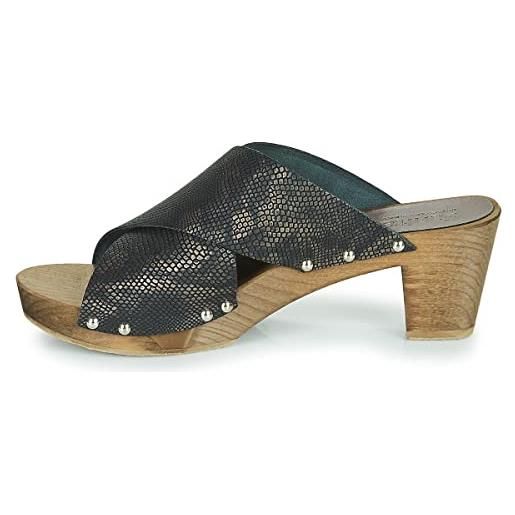 Sanita | sandali ennike square flex | sandali artigianali originali in legno e pelle per donna | marrone anticato | 37
