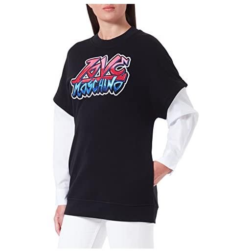 Love Moschino oversize personalised with maxi brand graffiti embroidery maglia di tuta, nero, bianco, rosso, blu, 50 donna