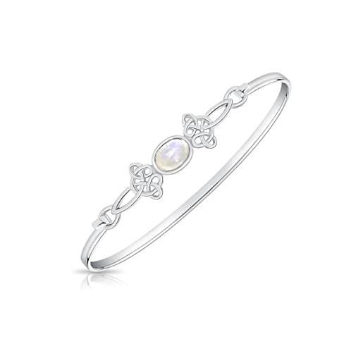 DTPsilver® bracciale donna argento 925 e pietra di luna - fiocco della trinità - braccialetto argento donna con pietra di luna - taglia unica