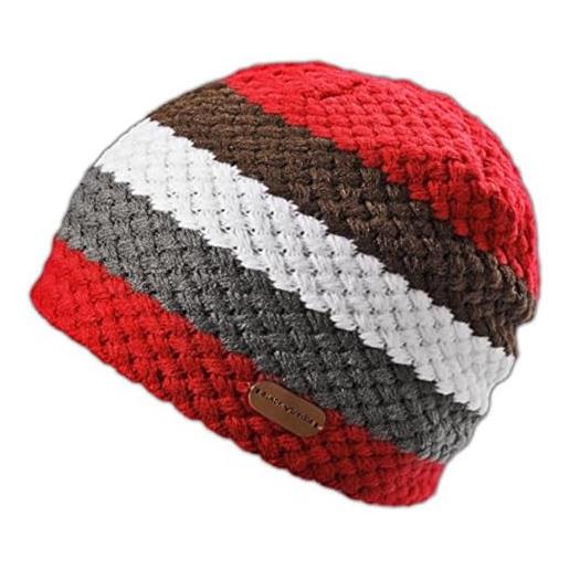 Black Crevice berretto unisex dal design a righe (taglia unica, rosso)