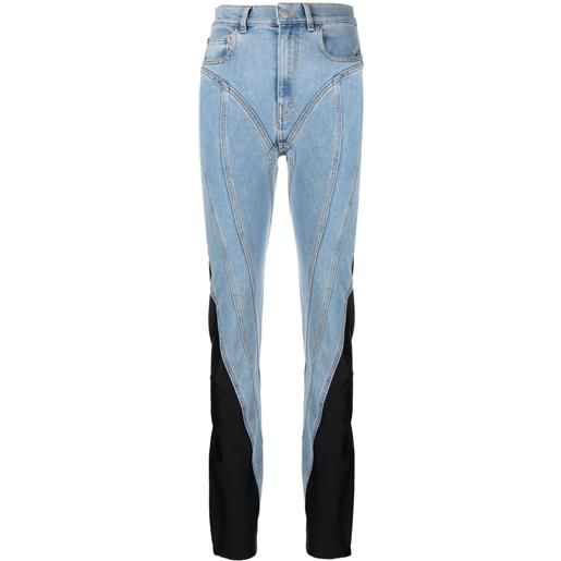 Mugler jeans slim con inserti - blu