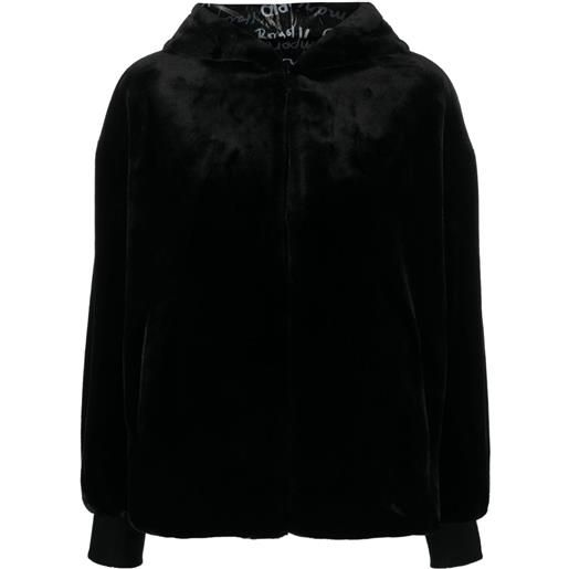 Emporio Armani giacca con cappuccio in finta pelliccia - nero