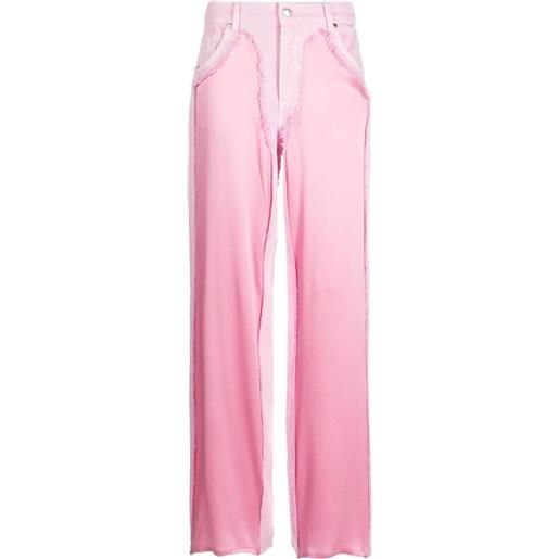 Blumarine pantaloni con inserti raso - rosa