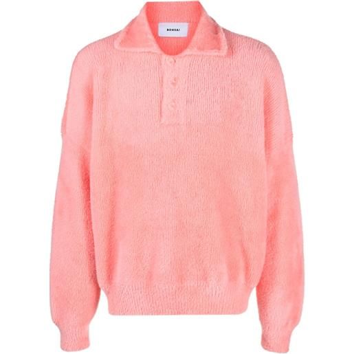 Bonsai maglione stile polo con applicazione - rosa