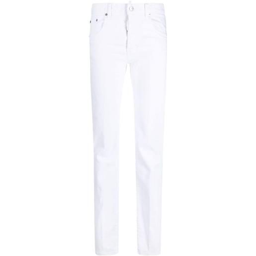Dsquared2 jeans dritti con applicazione - bianco