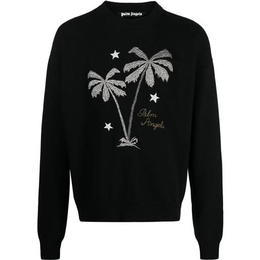 Palm Angels maglione palm paris con ricamo - nero
