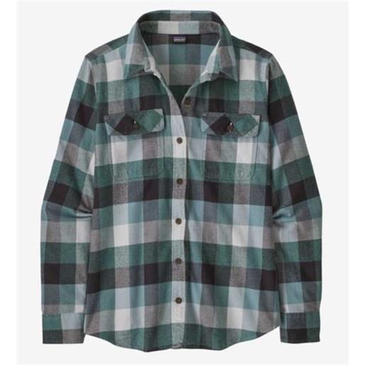 Patagonia w's l/s organic cotton mw fjord flannel shirt nouv. Green donna