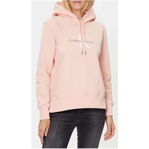 Calvin Klein Jeans monologo regular hoodie faint blossom felpa capp rosa donna