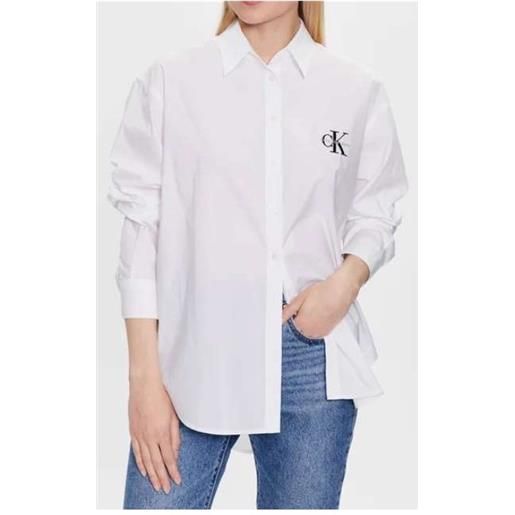 Calvin Klein Jeans monologo relaxed shirt camicia bianca logo donna