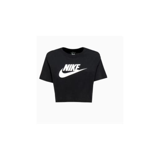 Nike w nsw tee essntl cropped icn ftra blk/wht t-shirt m/m nera donna