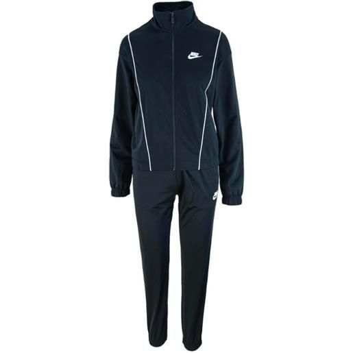 Nike w nsw essntl pqe trk suit tuta black/white/white donna